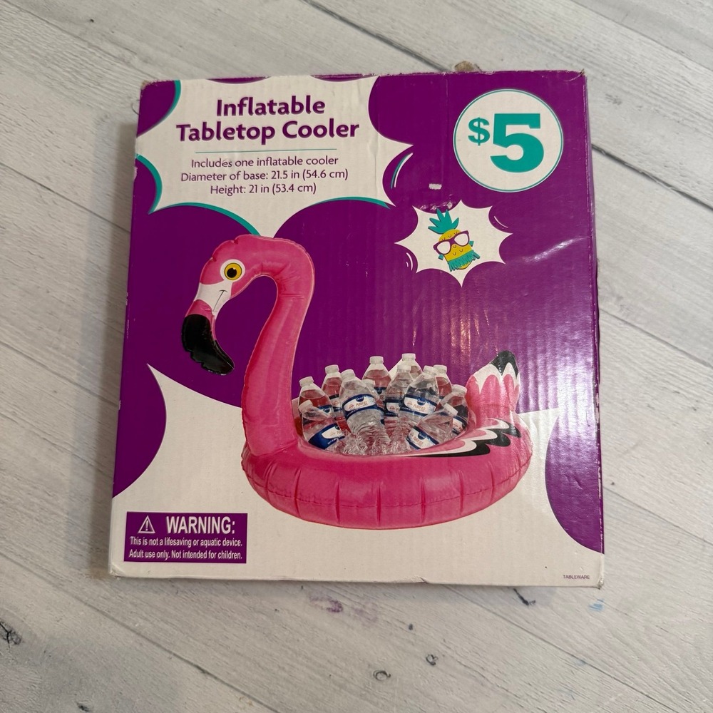 Inflatable tabletop flamingo cooler